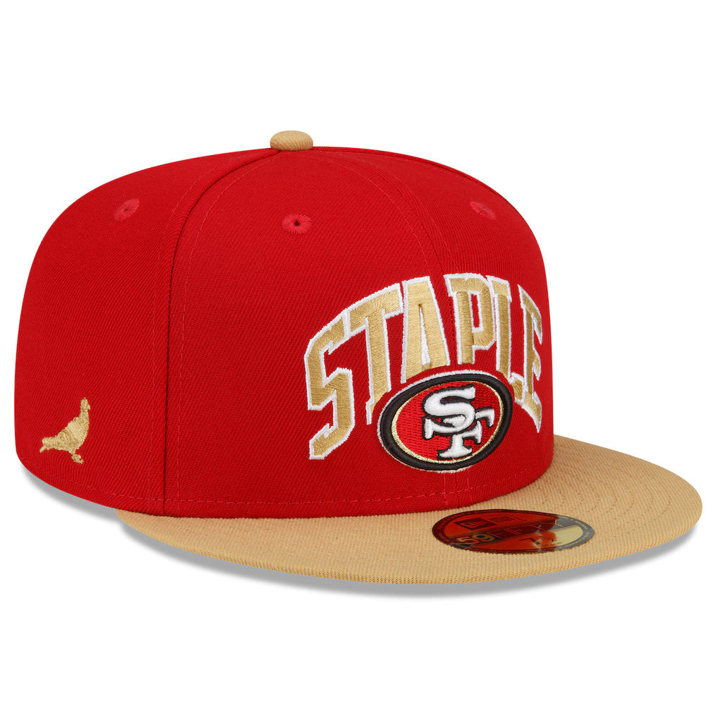 San Francisco 49ers New Era NFL x Staple Collection 59FIFTY Fitted Hat - Scarlet/Gold