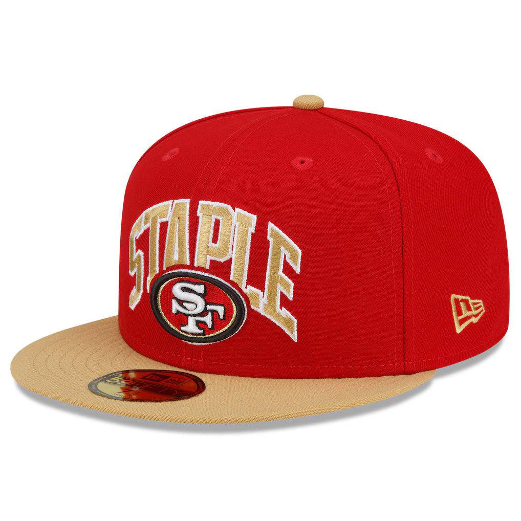 San Francisco 49ers New Era NFL x Staple Collection 59FIFTY Fitted Hat - Scarlet/Gold