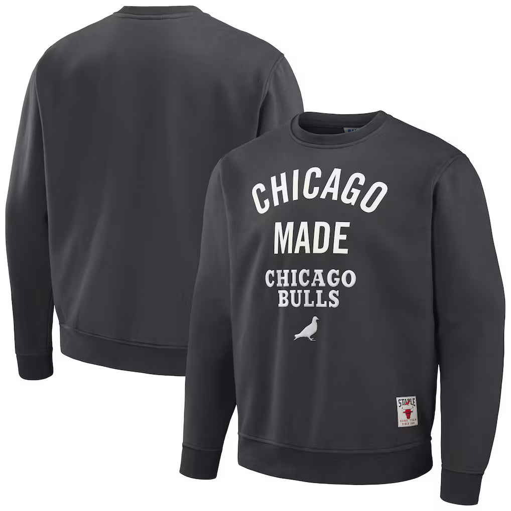 Chicago Bulls NBA x Staple Plush Pullover Sweatshirt - (Greenish Anthracite)