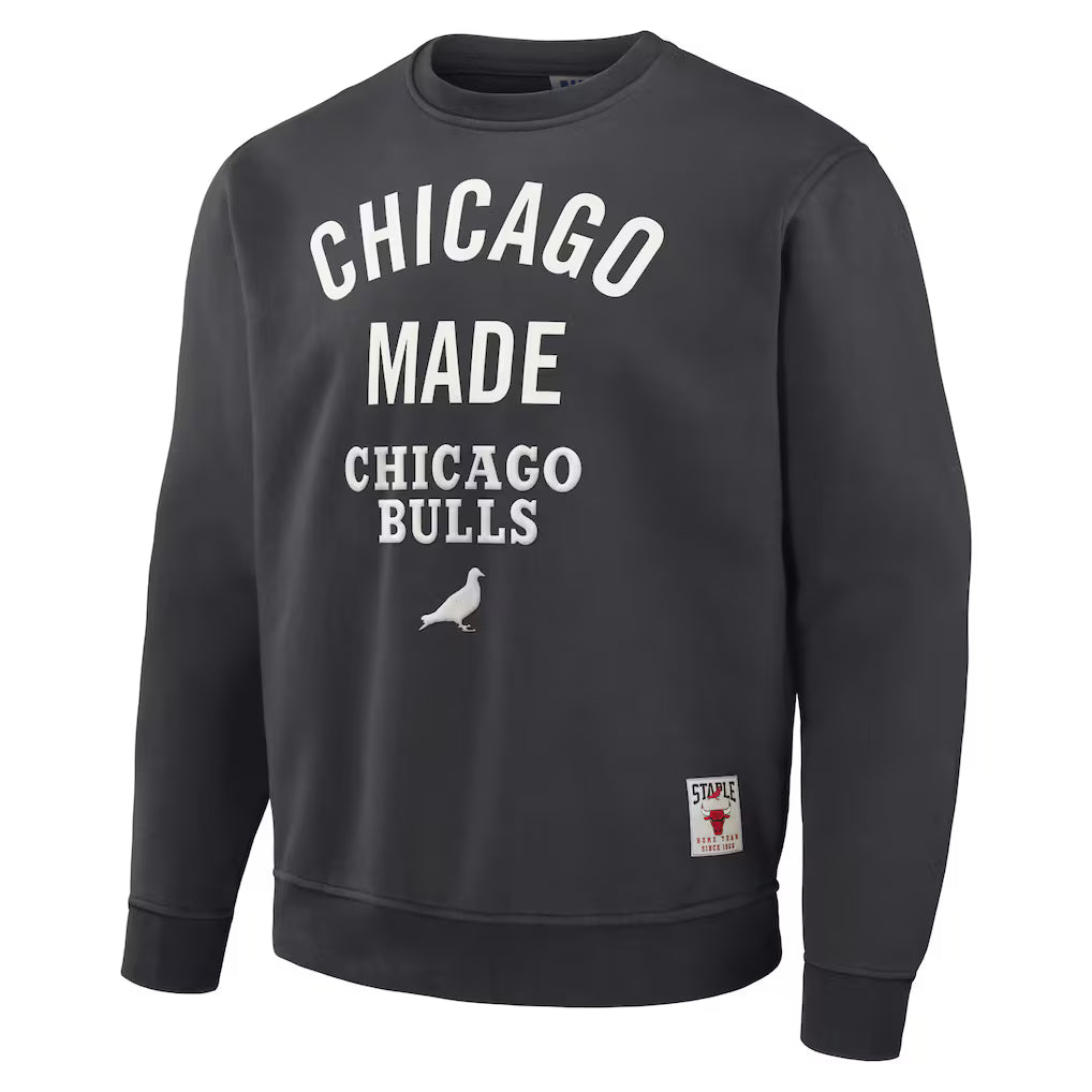 Chicago Bulls NBA x Staple Plush Pullover Sweatshirt - (Greenish Anthracite)